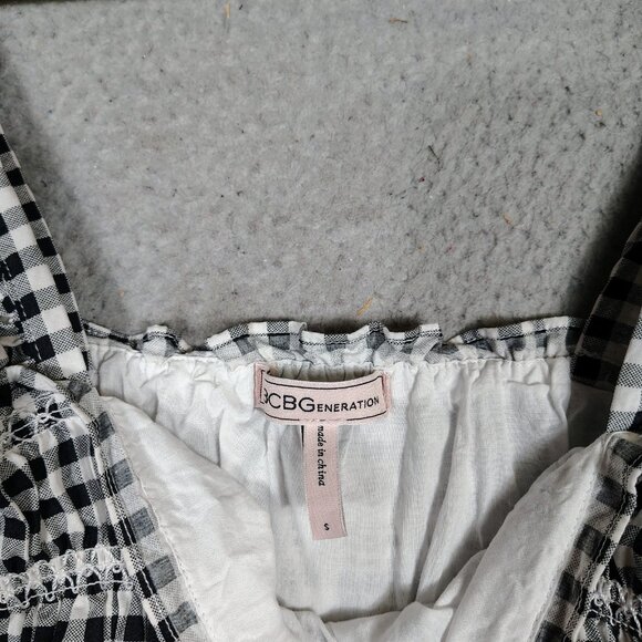 Bcbgeneration Midi Dress Women's Small Black White Gingham Check Poplin Smocked - Picture 9 of 12